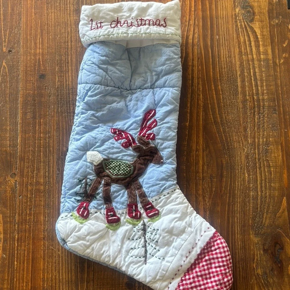Baby's 1st ChristmasBaby's 1st Christmas Quilted Stocking Reindeer Holiday Decor